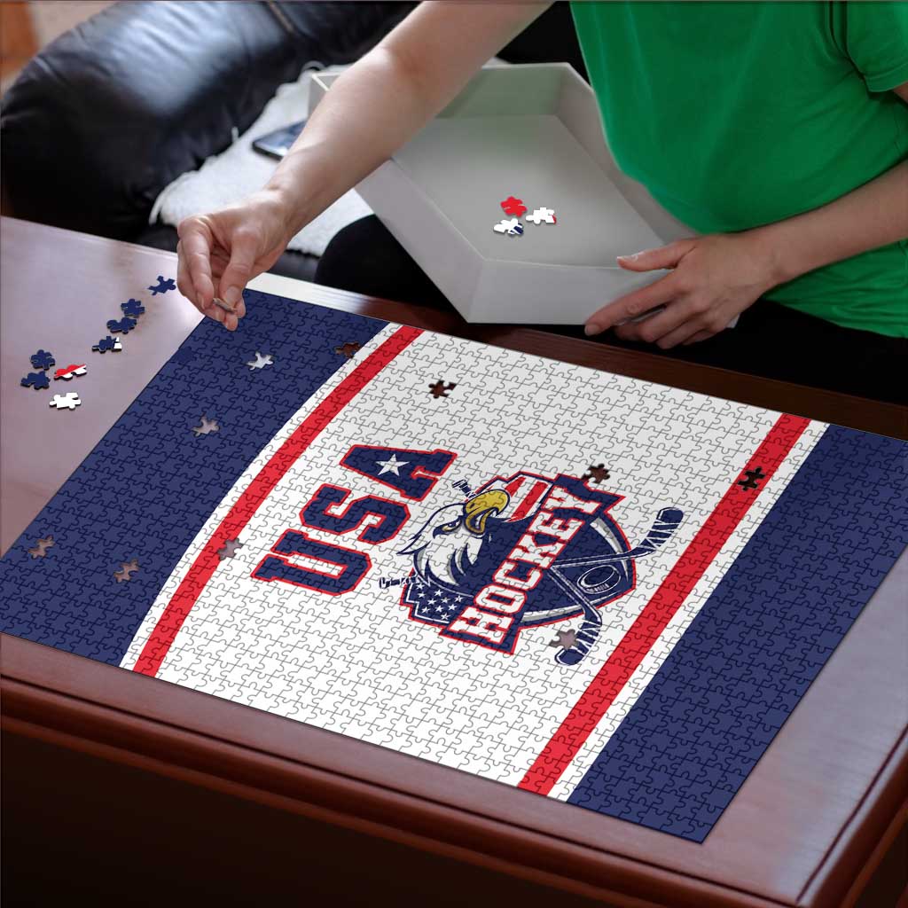 USA Ice Hockey Puzzle American Eagle Spirit White Version