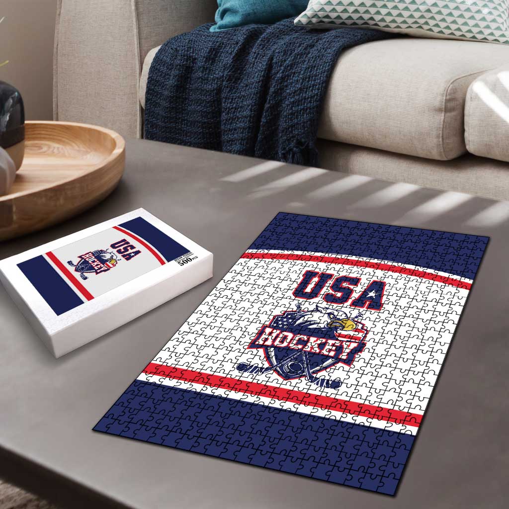 USA Ice Hockey Puzzle American Eagle Spirit White Version
