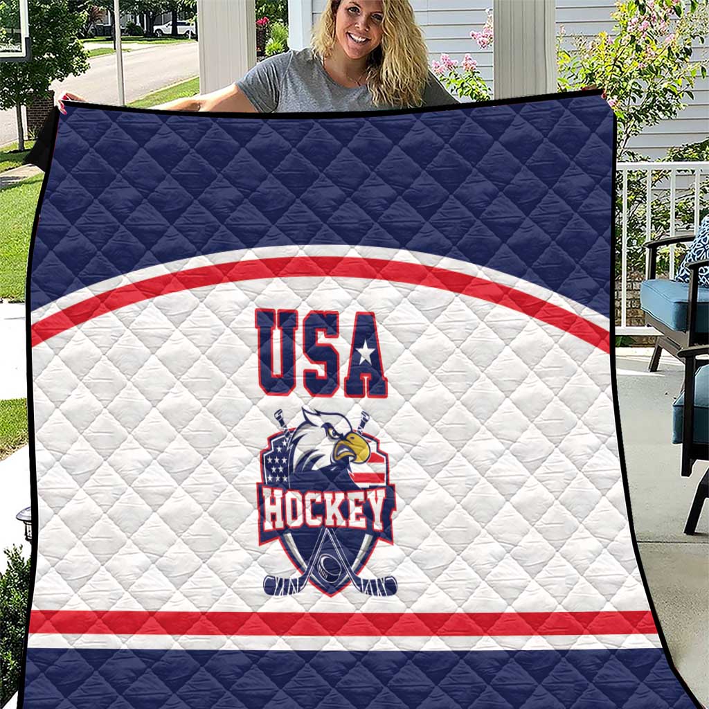 USA Ice Hockey Quilt American Eagle Spirit White Version