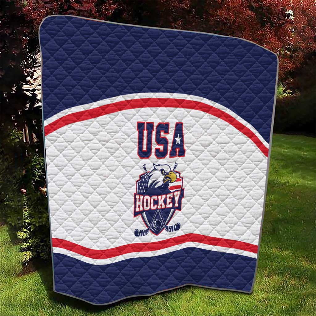 USA Ice Hockey Quilt American Eagle Spirit White Version
