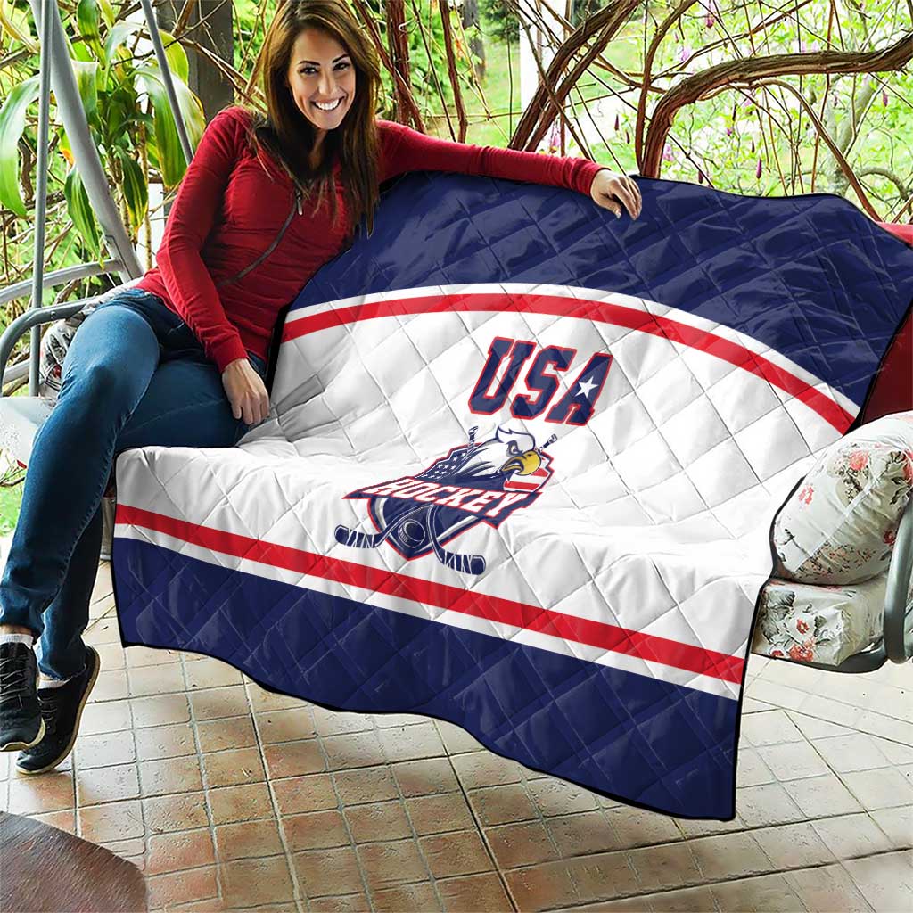 USA Ice Hockey Quilt American Eagle Spirit White Version