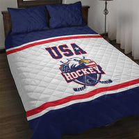 USA Ice Hockey Quilt Bed Set American Eagle Spirit White Version