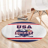 USA Ice Hockey Round Carpet American Eagle Spirit White Version