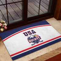 USA Ice Hockey Rubber Doormat American Eagle Spirit White Version