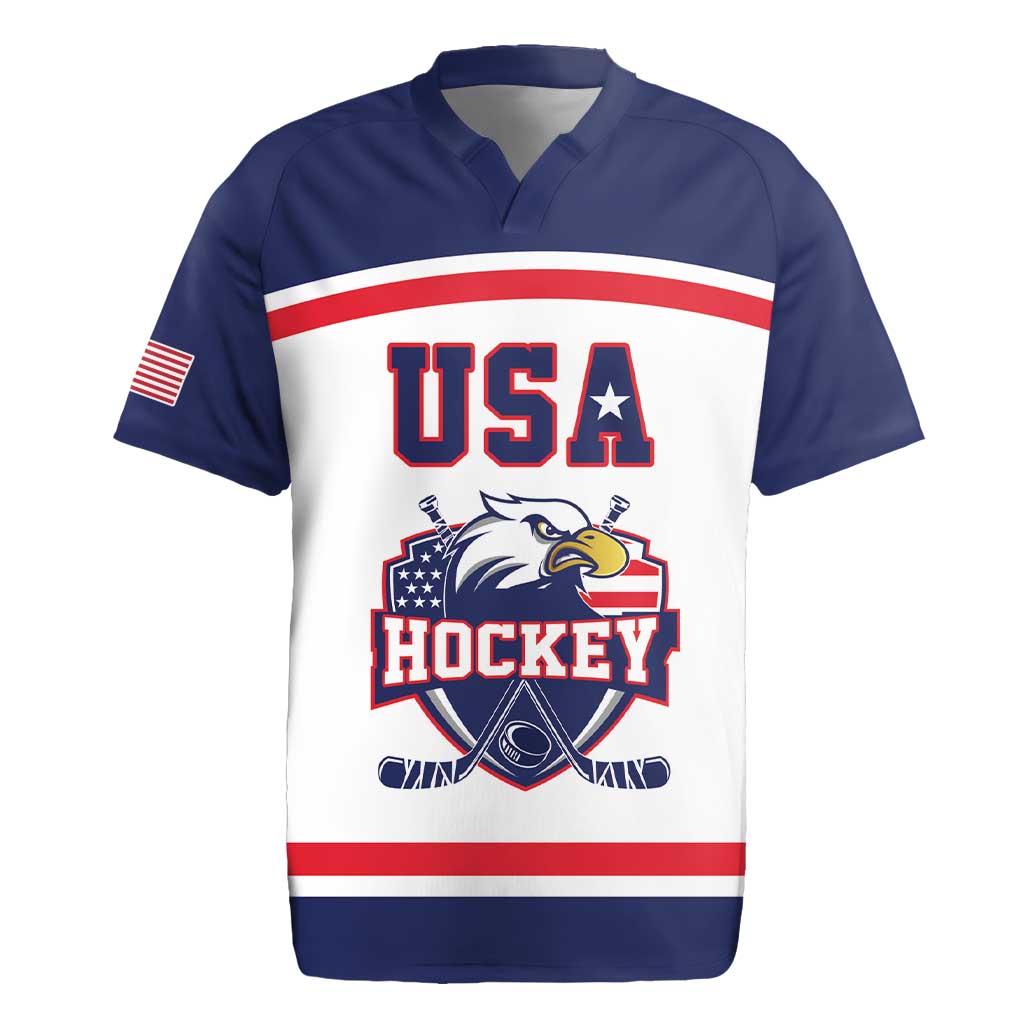 USA Ice Hockey Custom Rugby Jersey American Eagle Spirit White Version