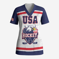 USA Ice Hockey Custom Scrub Top American Eagle Spirit White Version