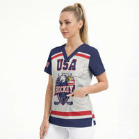USA Ice Hockey Custom Scrub Top American Eagle Spirit White Version