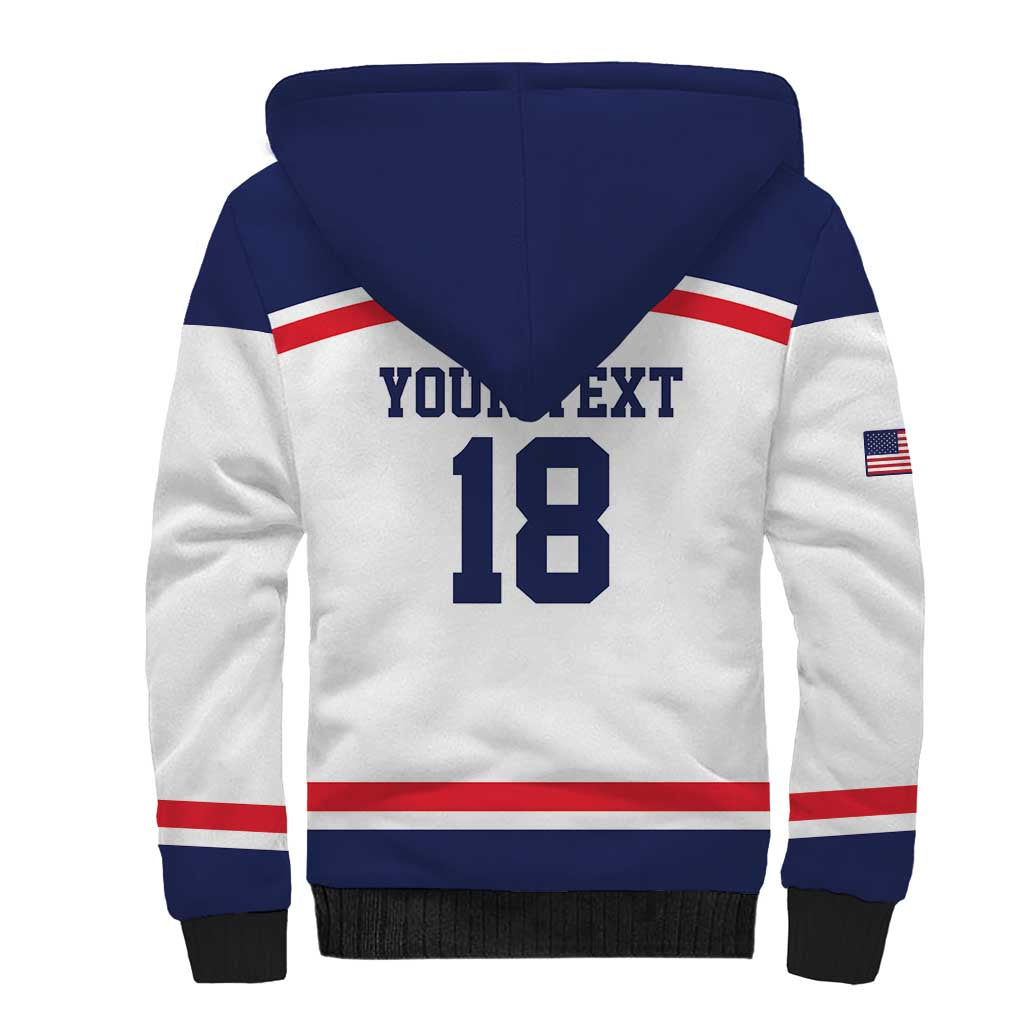 USA Ice Hockey Custom Sherpa Hoodie American Eagle Spirit White Version