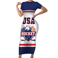 USA Ice Hockey Custom Short Sleeve Bodycon Dress American Eagle Spirit White Version