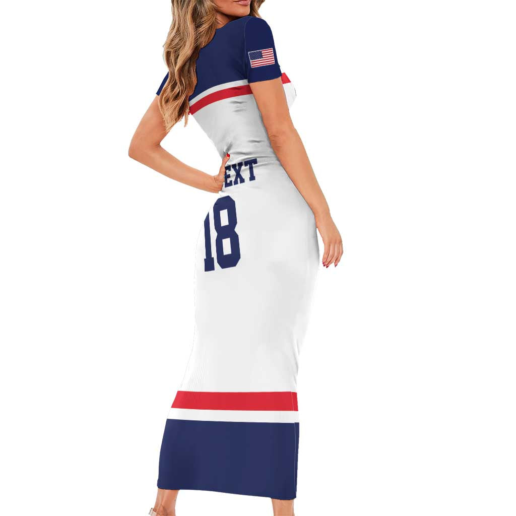 USA Ice Hockey Custom Short Sleeve Bodycon Dress American Eagle Spirit White Version