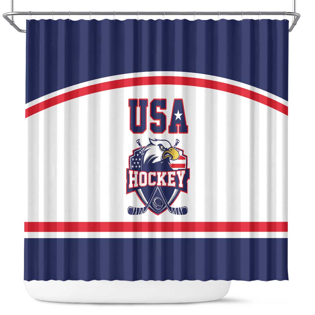 USA Ice Hockey Shower Curtain American Eagle Spirit White Version