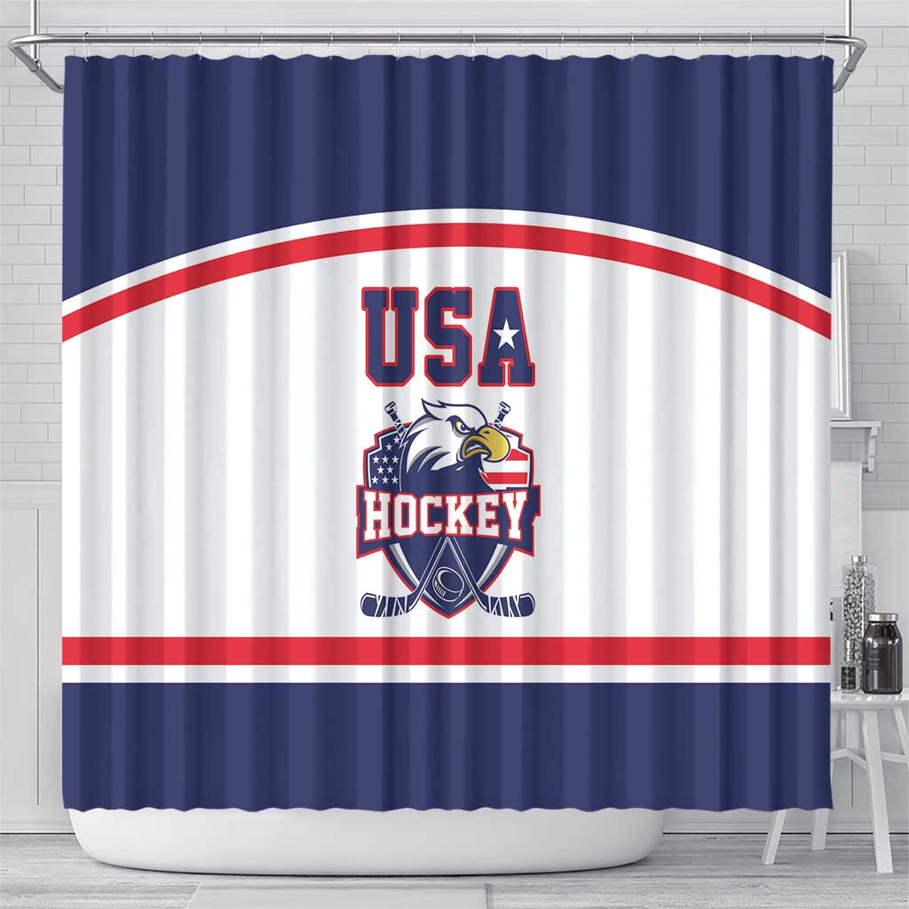 USA Ice Hockey Shower Curtain American Eagle Spirit White Version