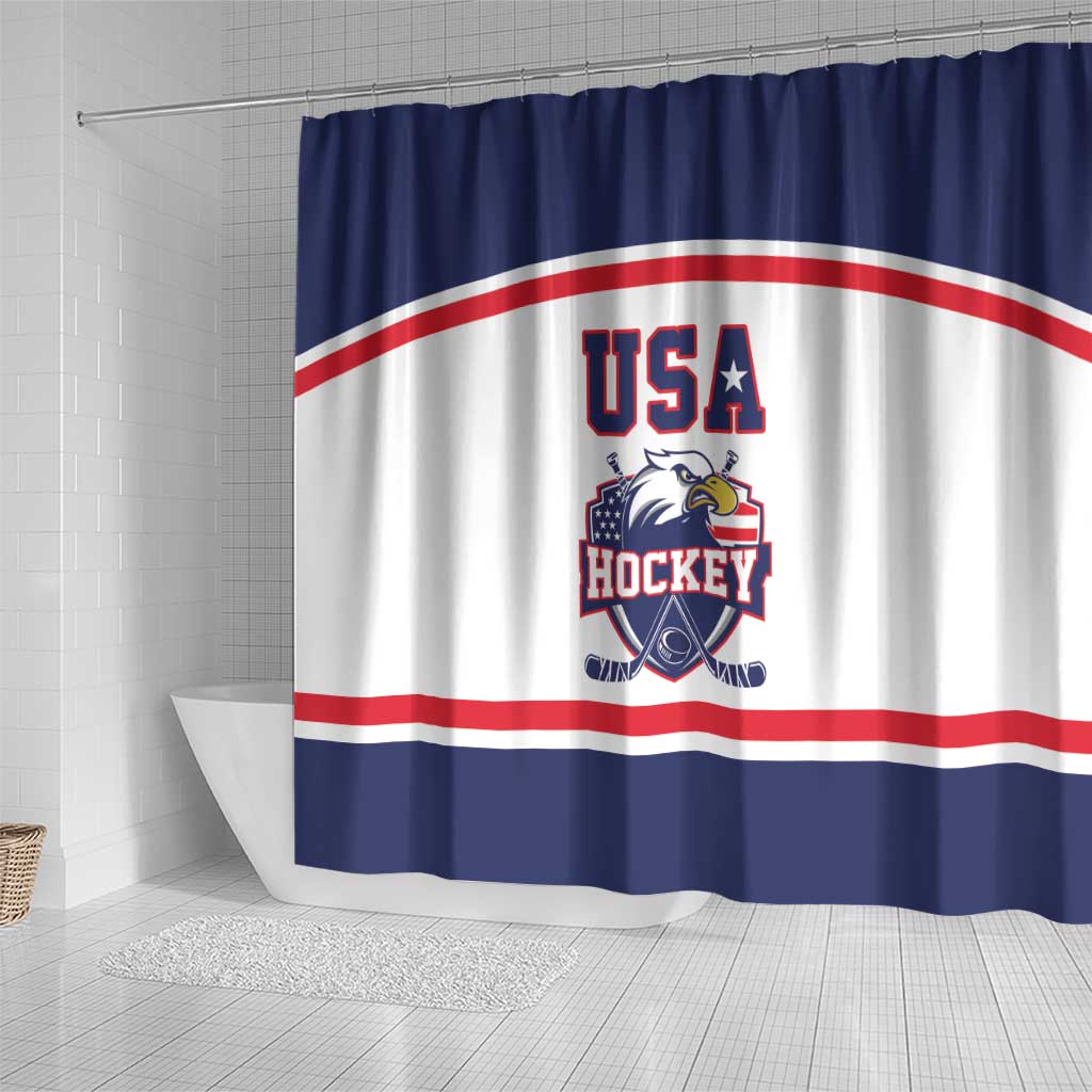 USA Ice Hockey Shower Curtain American Eagle Spirit White Version