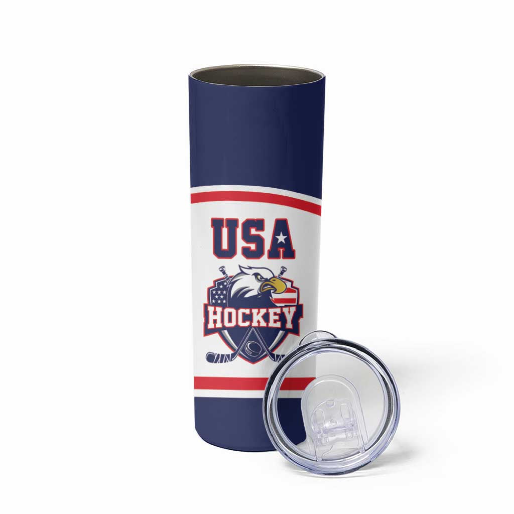 USA Ice Hockey Custom Skinny Tumbler American Eagle Spirit White Version