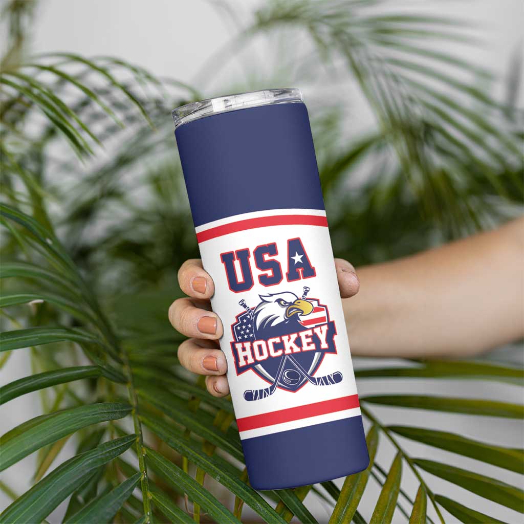 USA Ice Hockey Custom Skinny Tumbler American Eagle Spirit White Version