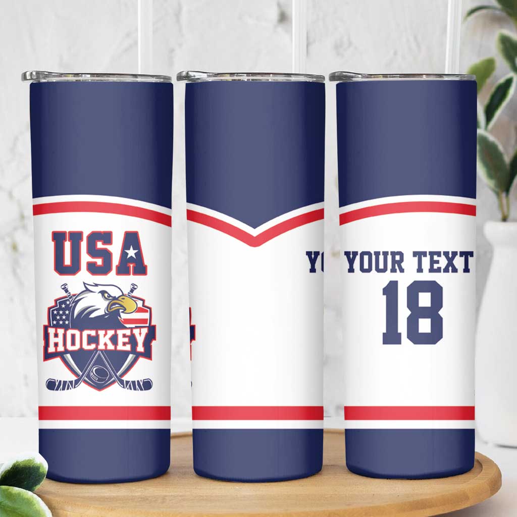 USA Ice Hockey Custom Skinny Tumbler American Eagle Spirit White Version
