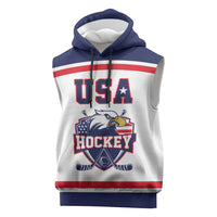USA Ice Hockey Custom Sleeveless Hoodie American Eagle Spirit White Version