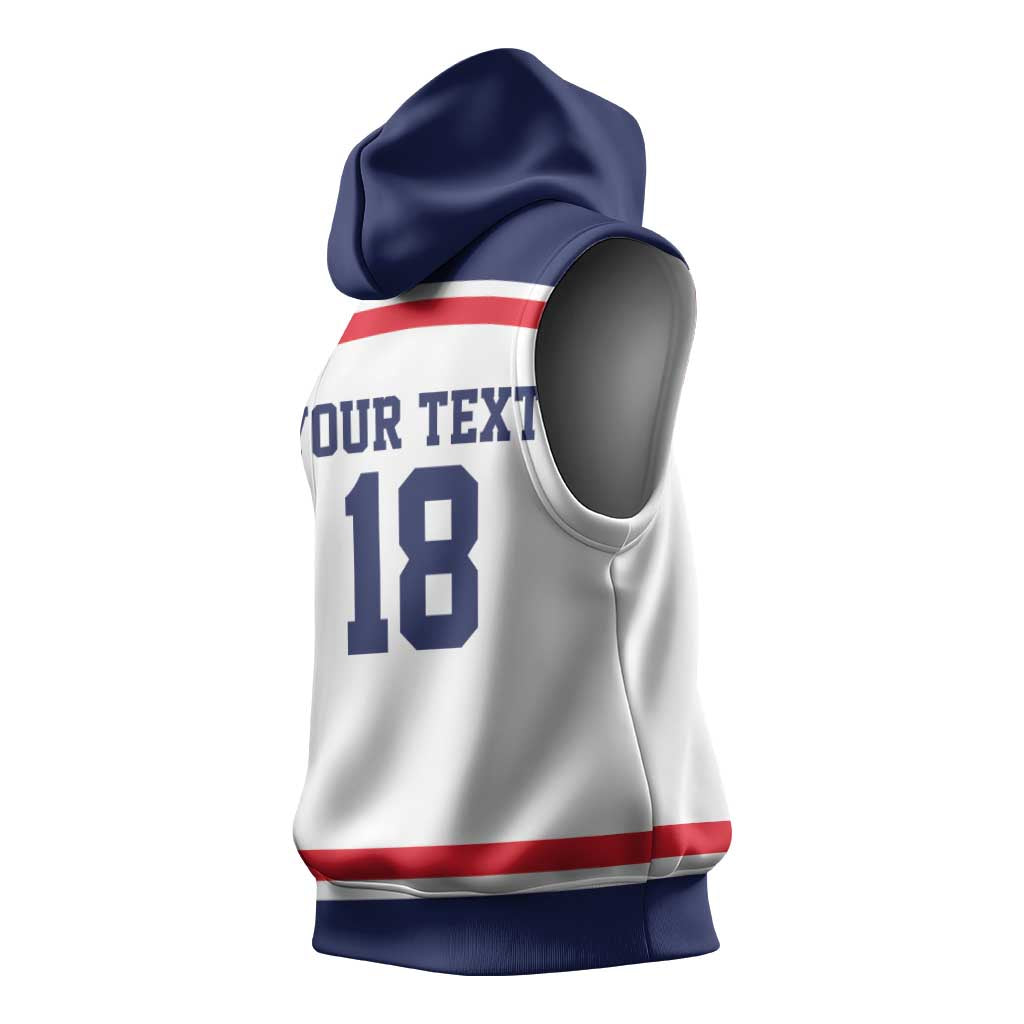 USA Ice Hockey Custom Sleeveless Hoodie American Eagle Spirit White Version