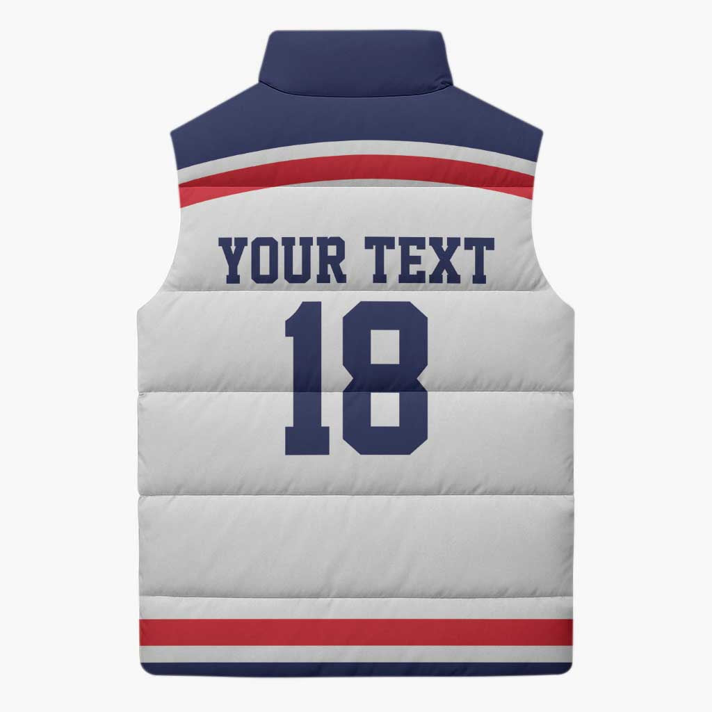 USA Ice Hockey Custom Sleeveless Puffer Jacket American Eagle Spirit White Version
