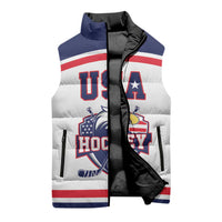 USA Ice Hockey Custom Sleeveless Puffer Jacket American Eagle Spirit White Version