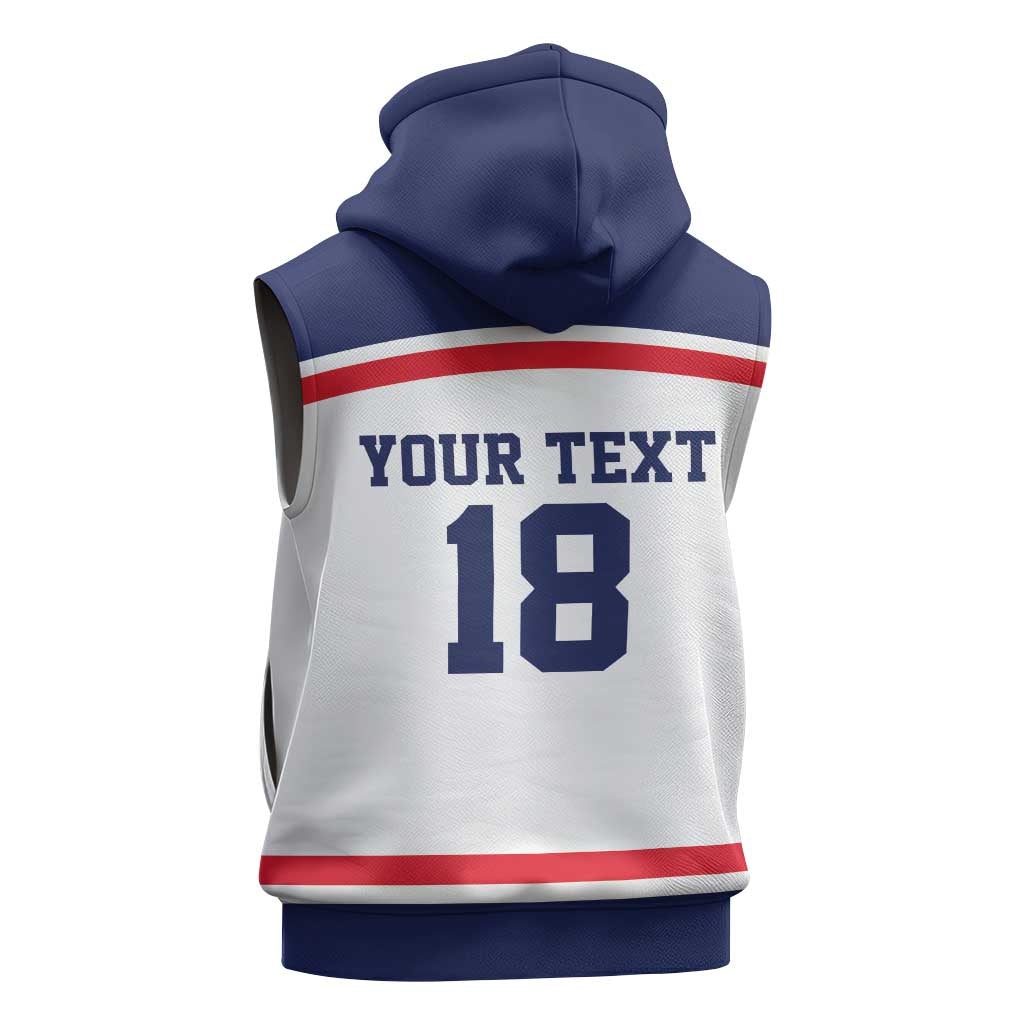 USA Ice Hockey Custom Sleeveless Zip Hoodie American Eagle Spirit White Version