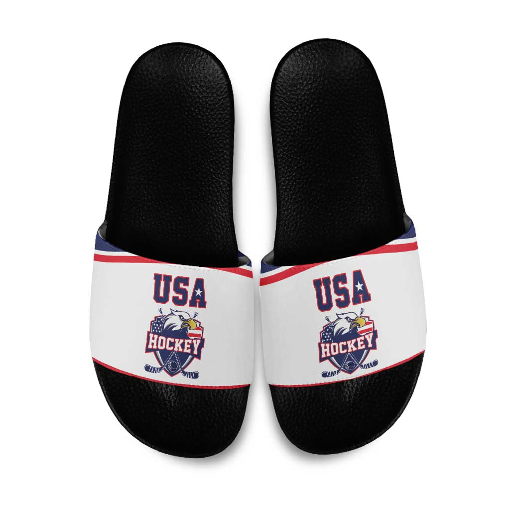 USA Ice Hockey Slide Sandals American Eagle Spirit White Version