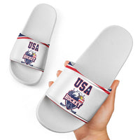 USA Ice Hockey Slide Sandals American Eagle Spirit White Version
