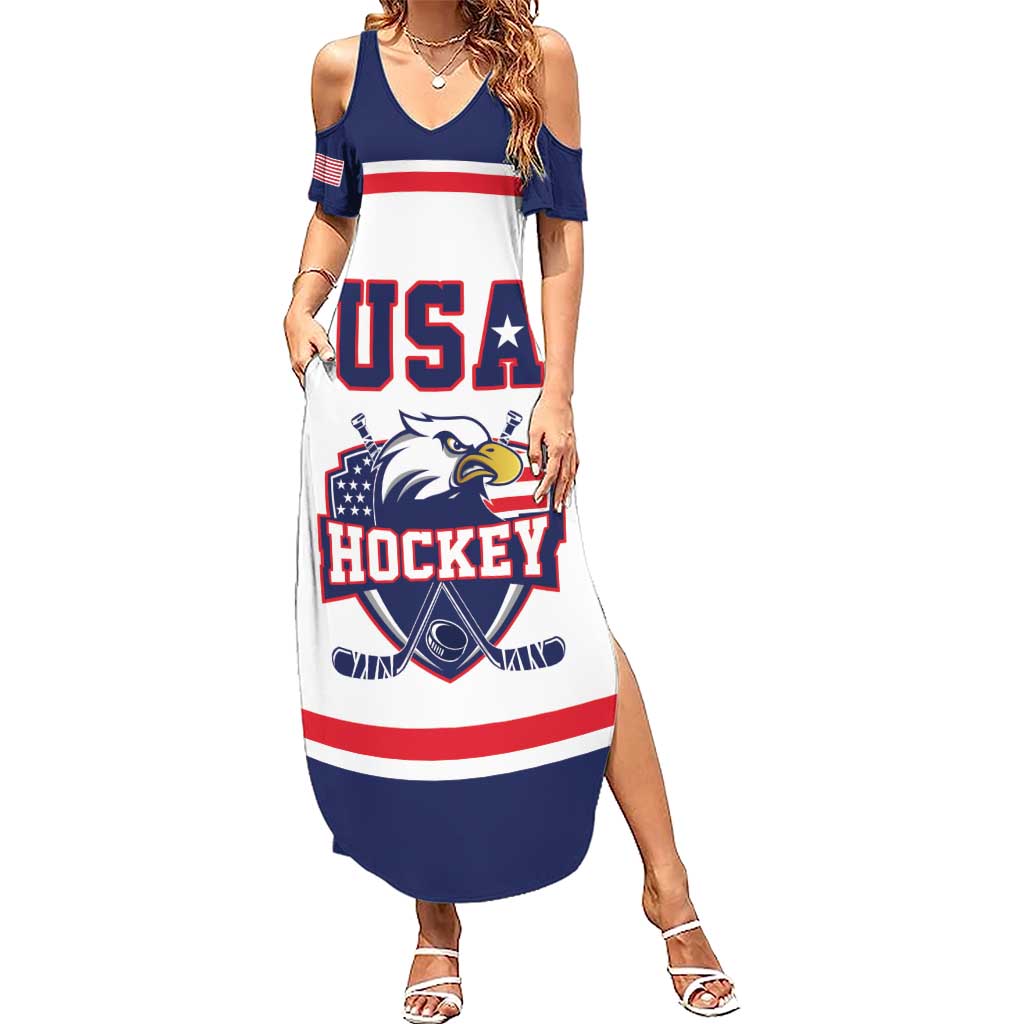 USA Ice Hockey Custom Summer Maxi Dress American Eagle Spirit White Version