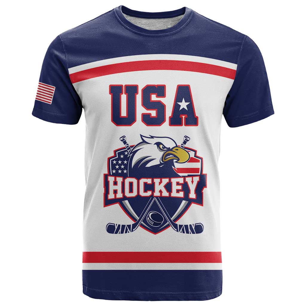 USA Ice Hockey Custom T Shirt American Eagle Spirit White Version