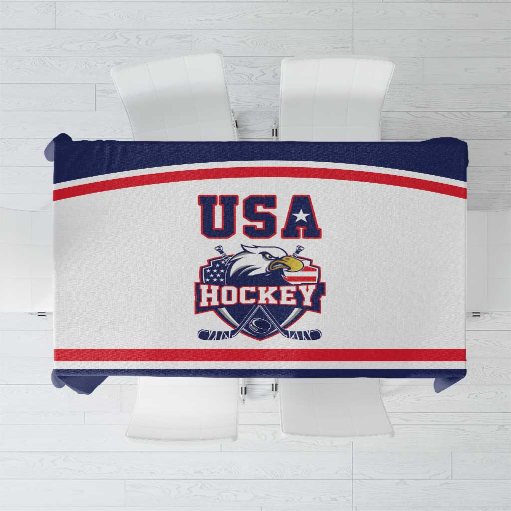USA Ice Hockey Tablecloth American Eagle Spirit White Version