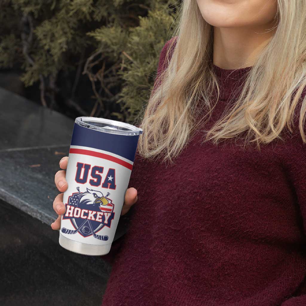 USA Ice Hockey Custom Tumbler Cup American Eagle Spirit White Version