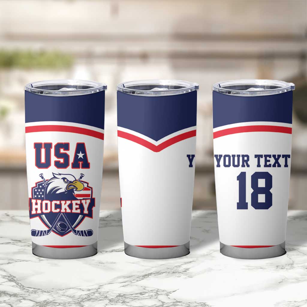 USA Ice Hockey Custom Tumbler Cup American Eagle Spirit White Version