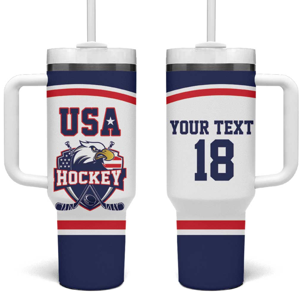 USA Ice Hockey Custom Tumbler With Handle American Eagle Spirit White Version