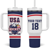 USA Ice Hockey Custom Tumbler With Handle American Eagle Spirit White Version