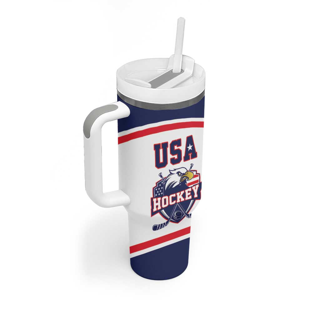 USA Ice Hockey Custom Tumbler With Handle American Eagle Spirit White Version
