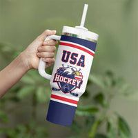 USA Ice Hockey Custom Tumbler With Handle American Eagle Spirit White Version