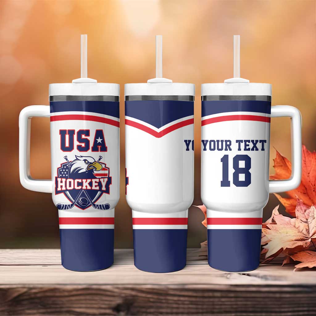 USA Ice Hockey Custom Tumbler With Handle American Eagle Spirit White Version