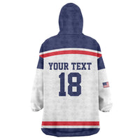 USA Ice Hockey Custom Wearable Blanket Hoodie American Eagle Spirit White Version