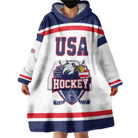 USA Ice Hockey Custom Wearable Blanket Hoodie American Eagle Spirit White Version