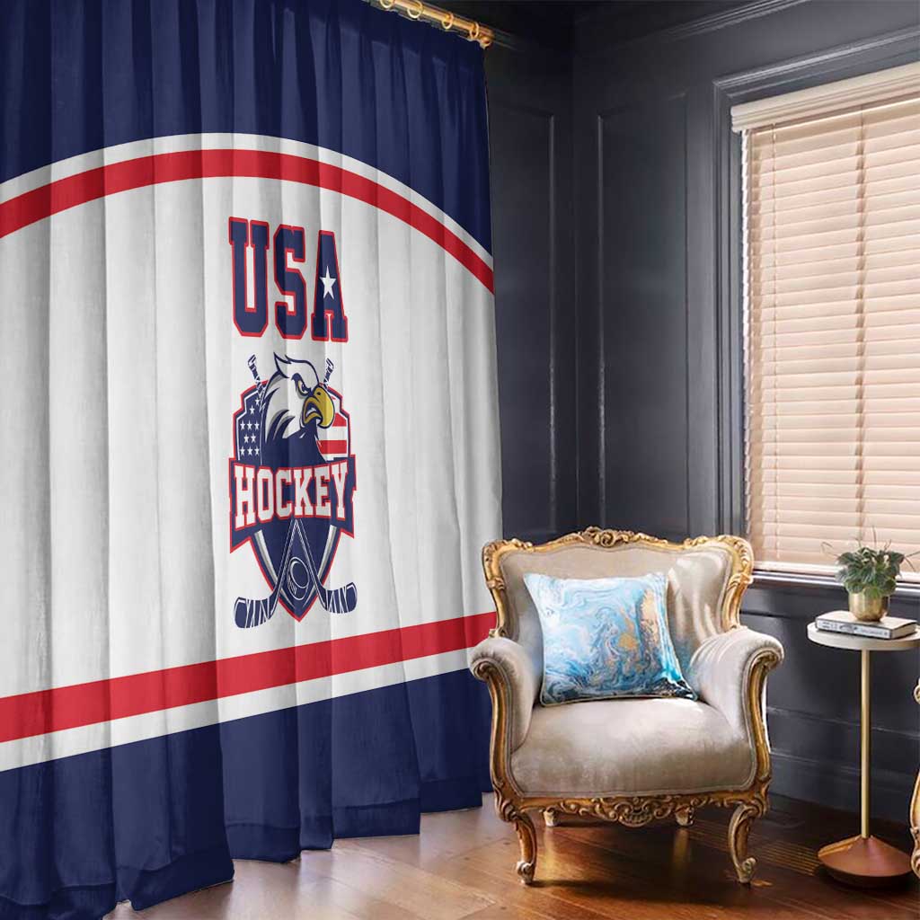 USA Ice Hockey Window Curtain American Eagle Spirit White Version