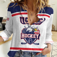 USA Ice Hockey Custom Women Casual Shirt American Eagle Spirit White Version