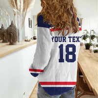 USA Ice Hockey Custom Women Casual Shirt American Eagle Spirit White Version