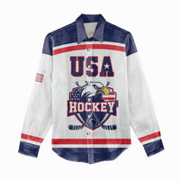 USA Ice Hockey Custom Women Casual Shirt American Eagle Spirit White Version