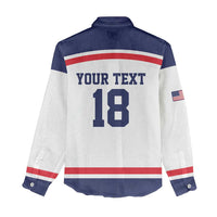 USA Ice Hockey Custom Women Casual Shirt American Eagle Spirit White Version