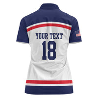 USA Ice Hockey Custom Women Polo Shirt American Eagle Spirit White Version