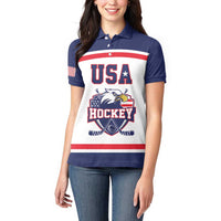 USA Ice Hockey Custom Women Polo Shirt American Eagle Spirit White Version
