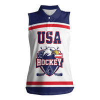 USA Ice Hockey Custom Women Sleeveless Polo Shirt American Eagle Spirit White Version