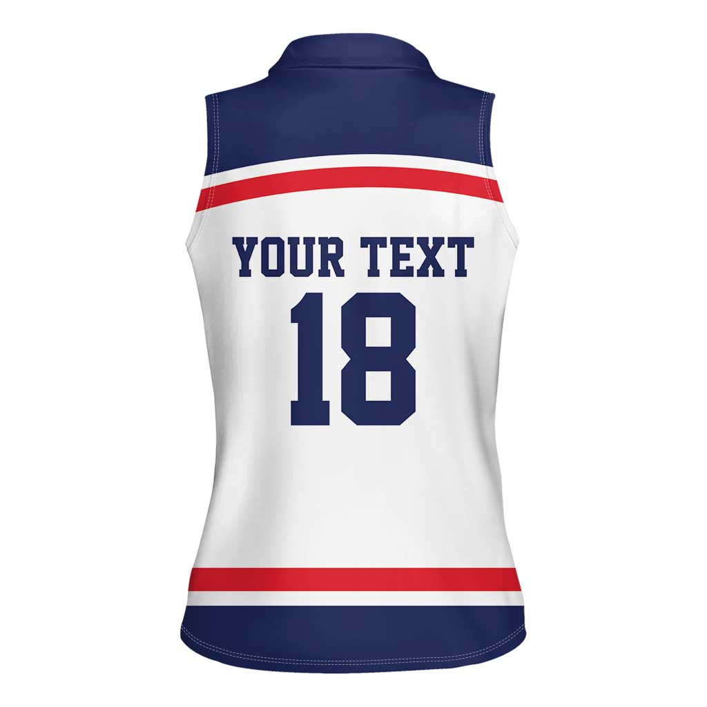 USA Ice Hockey Custom Women Sleeveless Polo Shirt American Eagle Spirit White Version