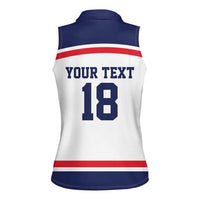 USA Ice Hockey Custom Women Sleeveless Polo Shirt American Eagle Spirit White Version