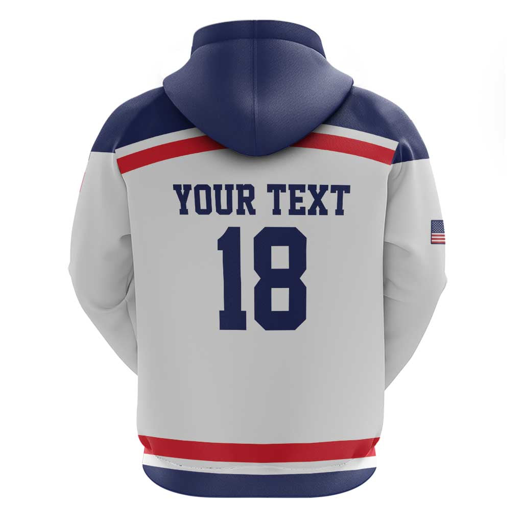 USA Ice Hockey Custom Zip Hoodie American Eagle Spirit White Version